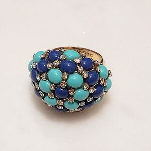 Vintage Stella & Dot Jules Ring Blue & Turquoise Ring Size 7.5 Women's Goldtone